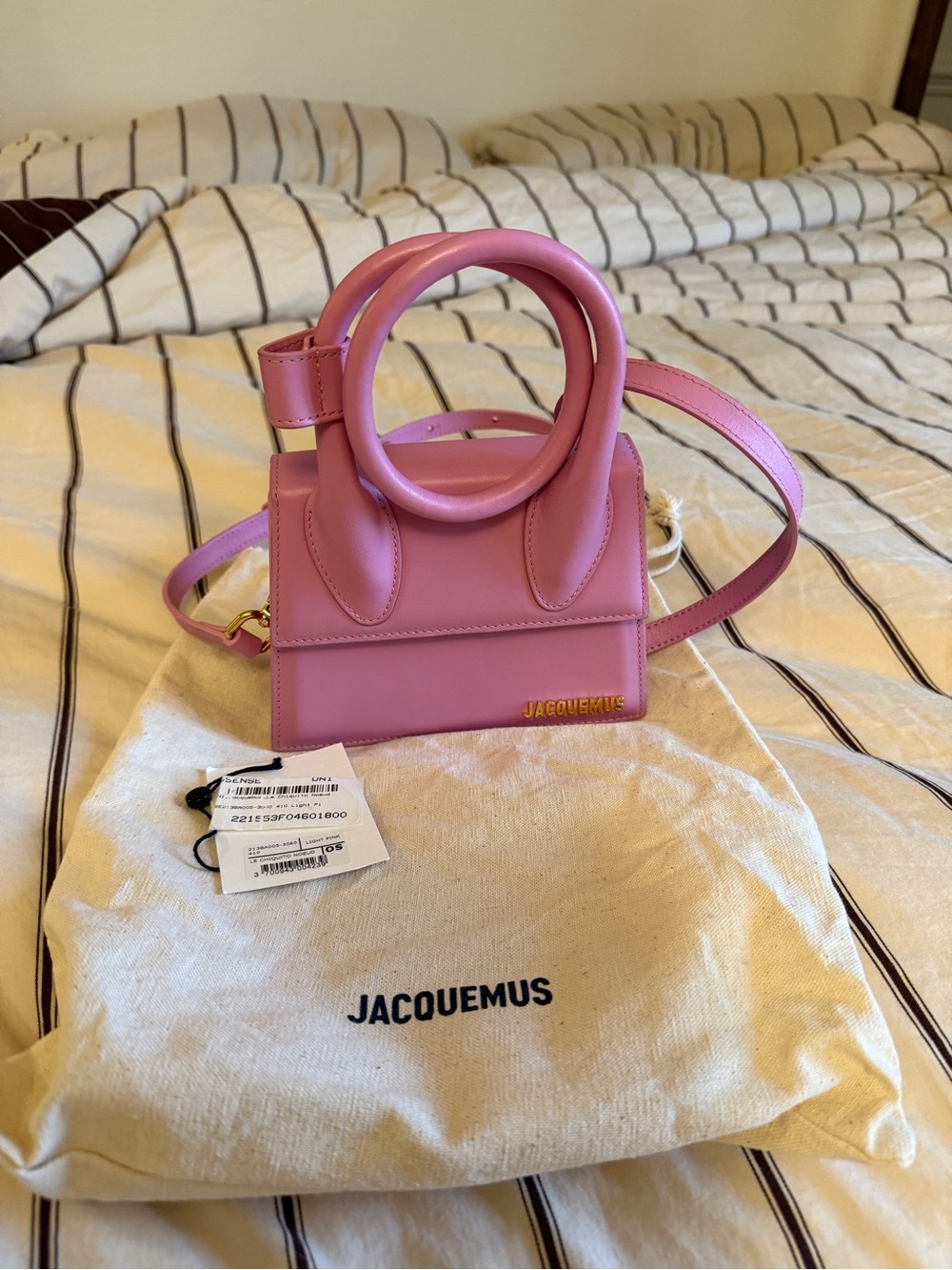 Jacquemus Mini Top-Handle Bag in Pink with Gold Logo
